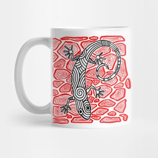 Gecko Lizard Ink Tattoo Red and Black Mug